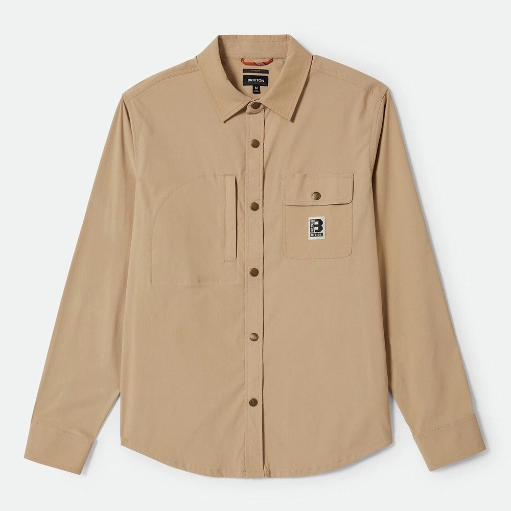 Brixton Builders Ripstop Overshirt Mens Medium Sand Tan Utility Shirt 01455 NEW